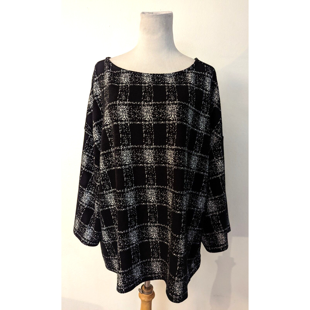 New Adyson Parker sz 2X Knit Top black & white combo print pullover ls 2889